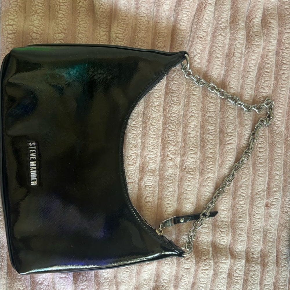 Steve Madden Bundle: Graya Black Patent Flats(Size 6)+Roller Buckle Shoulder Bag - Picture 2 of 4
